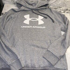 Under Armour Men’s Medium Gray Big Logo Hoodie Cotton Excellent